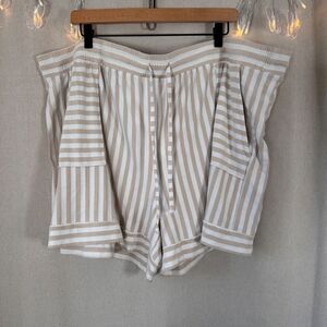 AnyBody Lounge Shorts 3X Beige White Stripe Drawstring Pockets